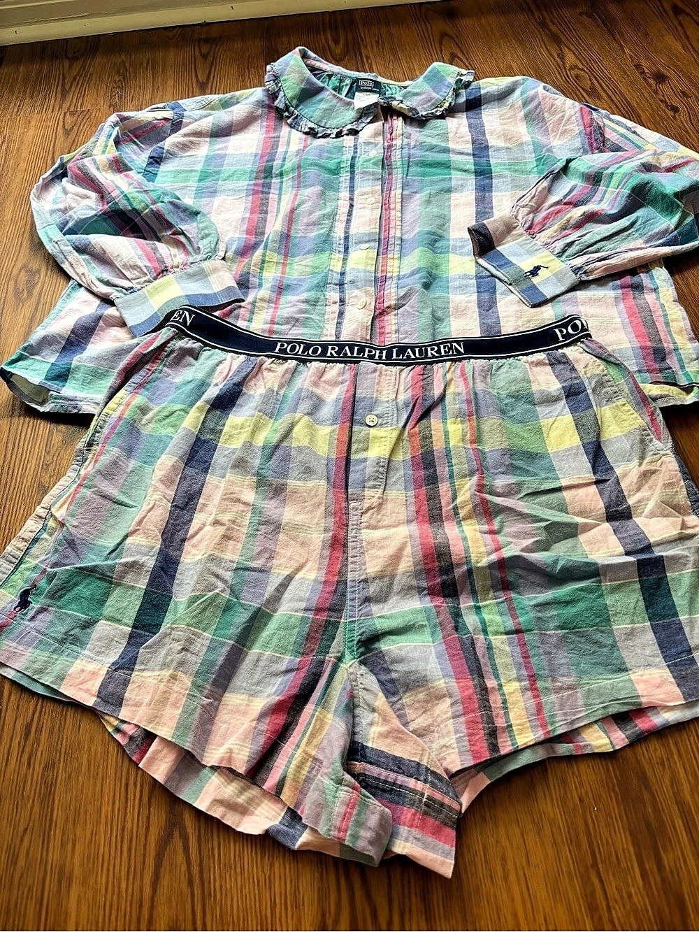 Preppy Polo Ralph Lauren plaid romper in Multicolor Size Large cottagecore
